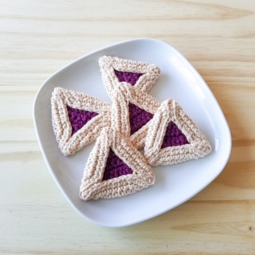 Crochet Hamentaschen Purim Jewish Toys Crochet Toys Jewish Holiday Pretend Play